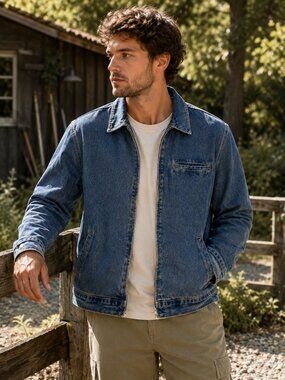 Vintage Wild Fable Denim Chore Jacket Full Zip Blue Jean Jacket L